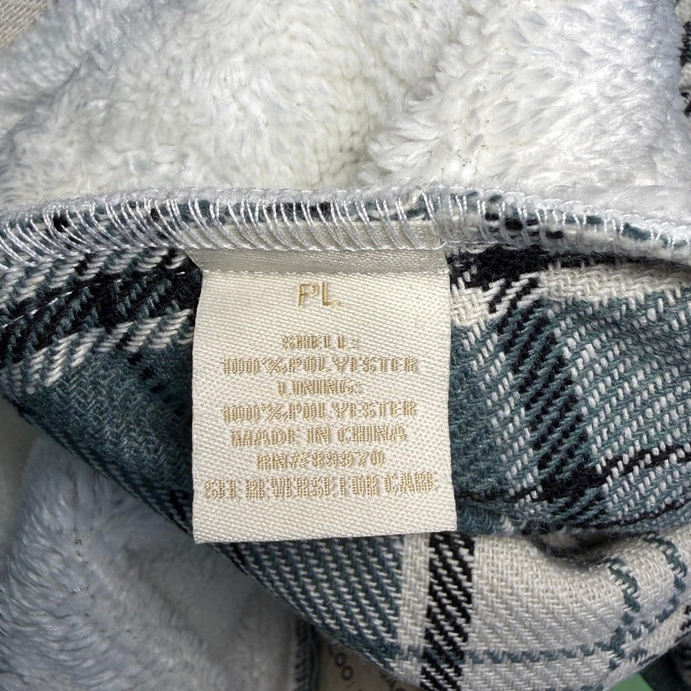 Eden & Olivia Sage Ivory Black Plaid Sherpa Lined Flannel Shacket Petite Lg NWT - Picture 10 of 15